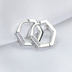 Boucles d'oreilles créoles pentagonales en argent sterling incrustées de zircones cubiques de 14 mm