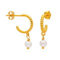 Boucles d'oreilles créoles en argent sterling plaqué or avec perles