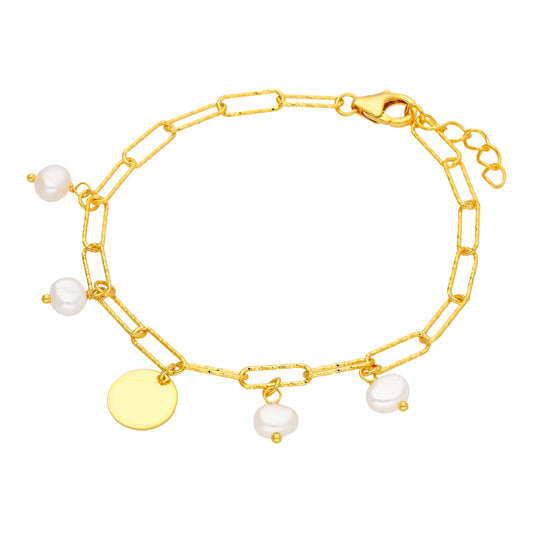Bracelet en argent plaqué or et perles d'eau douce baroques