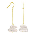 Boucles d'oreilles pendantes en argent sterling plaqué or avec double perle