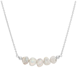 Collier en argent sterling avec 5 perles baroques d'eau douce, 50,8 cm et 5,1 cm