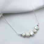 Collier en argent sterling avec 5 perles baroques d'eau douce, 50,8 cm et 5,1 cm