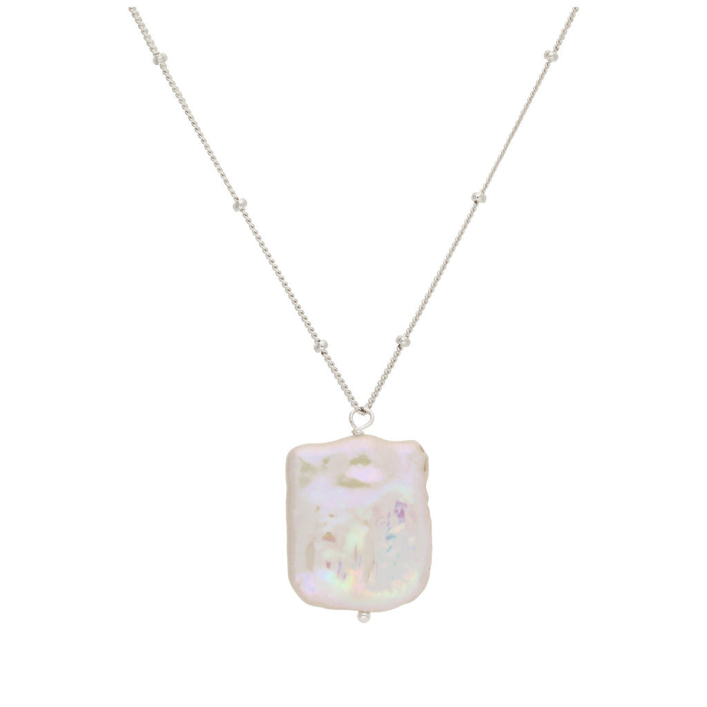 Collier à pompon en argent sterling et perles d'eau douce baroques de 45,7 cm