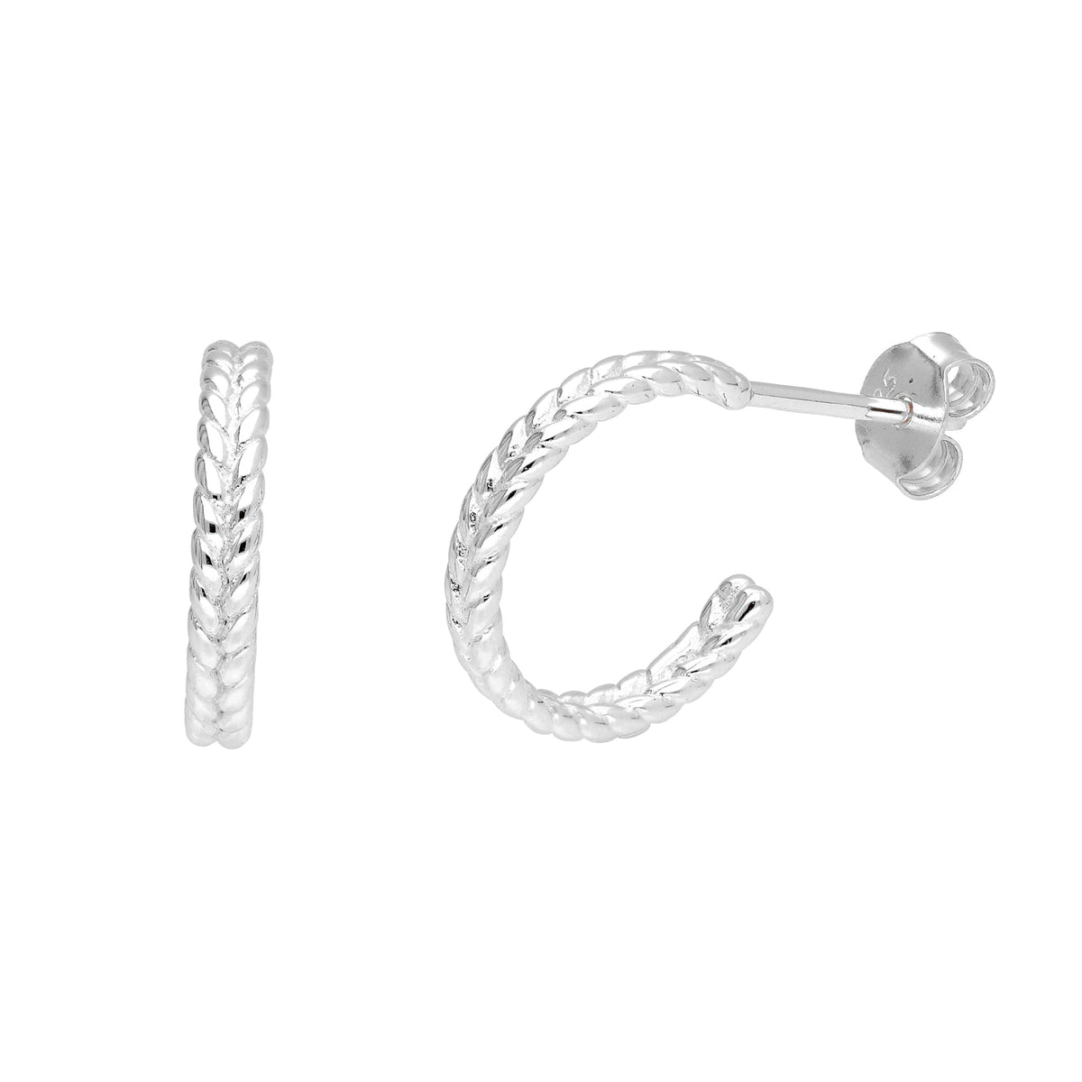 Boucles d'oreilles créoles ouvertes à double torsion en argent sterling de 14 mm