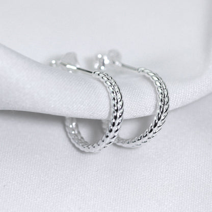 Boucles d'oreilles créoles ouvertes à double torsion en argent sterling de 14 mm