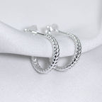 Boucles d'oreilles créoles ouvertes à double torsion en argent sterling de 14 mm