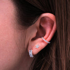 Boucles d'oreilles à tige en argent sterling avec pavé de zircones cubiques transparents, motif étoile et planète, à assortir