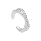 Boucle d'oreille double croix en argent sterling avec zircones cubiques transparents