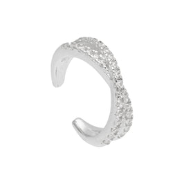 Boucle d'oreille double croix en argent sterling avec zircones cubiques transparents