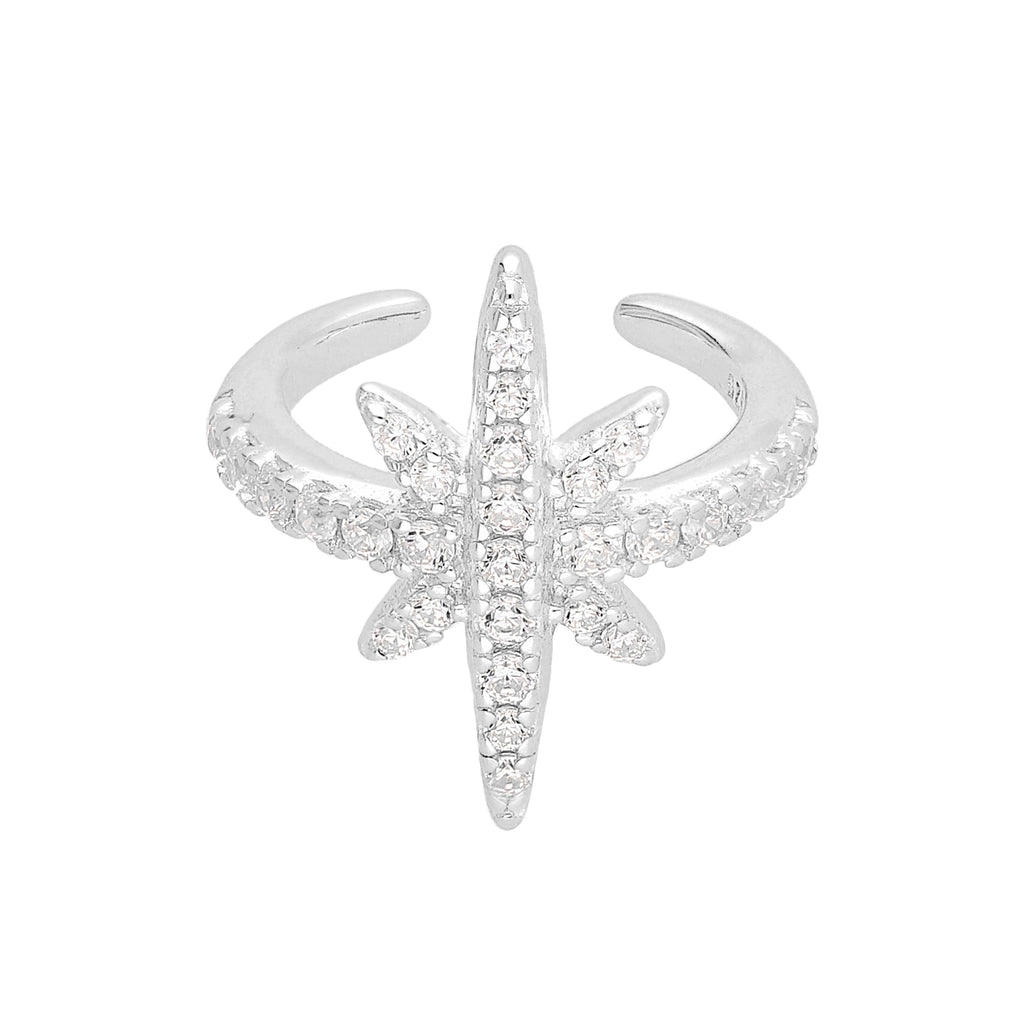 Boucle d'oreille en argent sterling avec pavé de zircones cubiques et étoile
