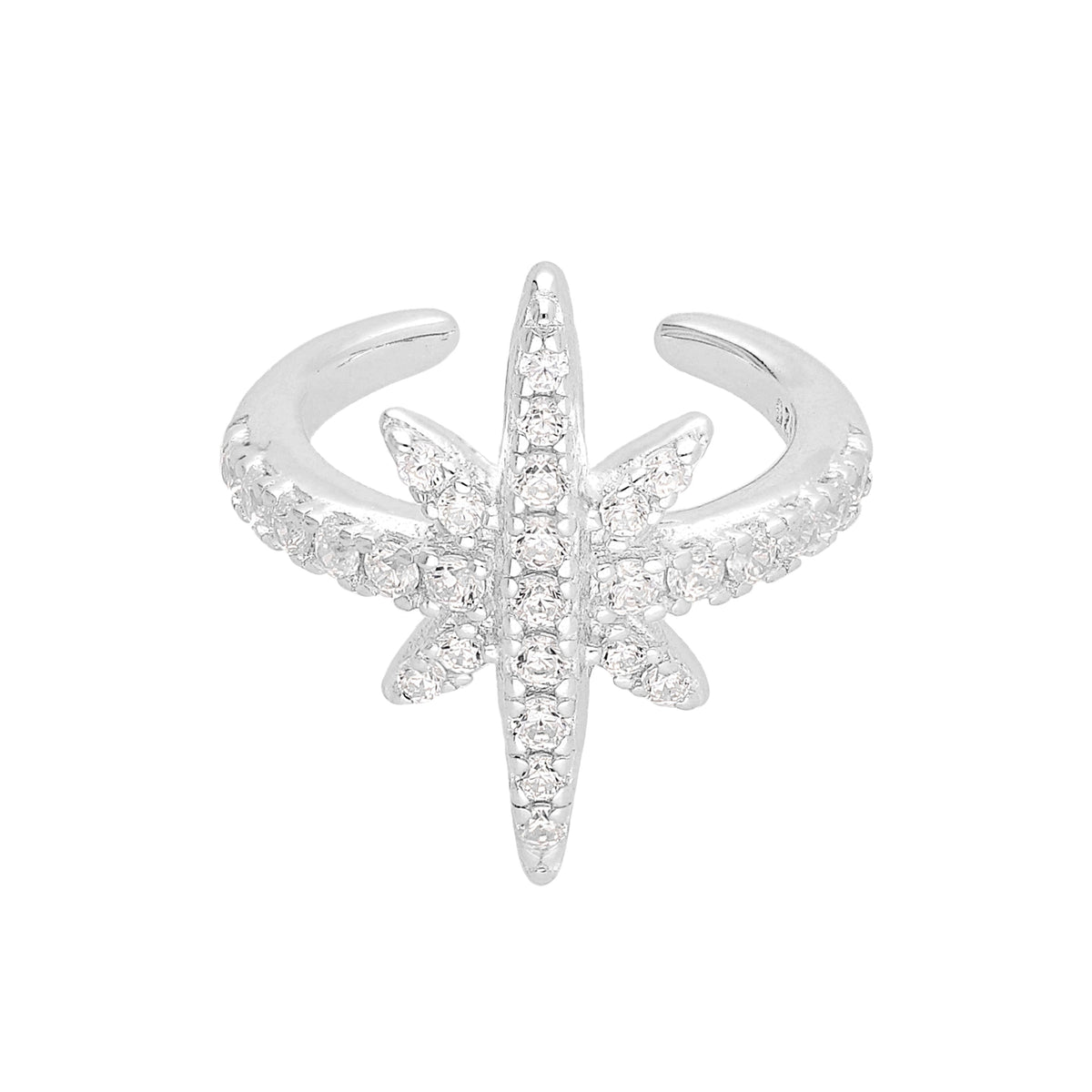 Boucle d'oreille en argent sterling avec pavé de zircones cubiques et étoile