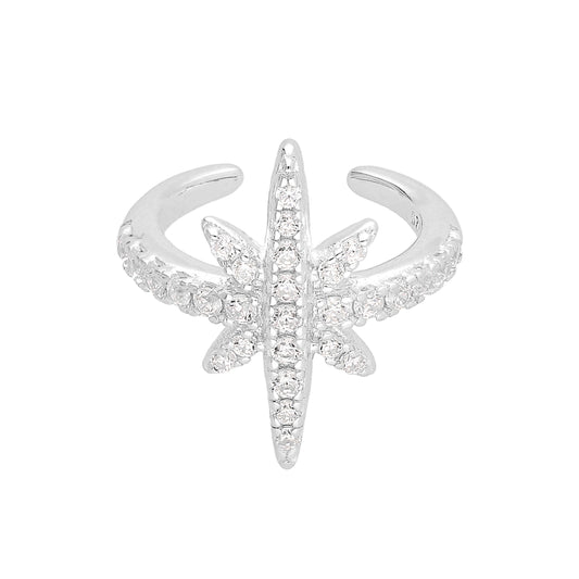 Boucle d'oreille en argent sterling avec pavé de zircones cubiques et étoile