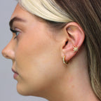 Boucle d'oreille en argent sterling plaqué or avec pavé de zircones cubiques en forme d'étoile