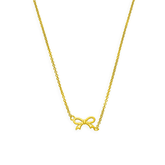 Collier en argent sterling plaqué or avec nœud en ruban de 45 cm
