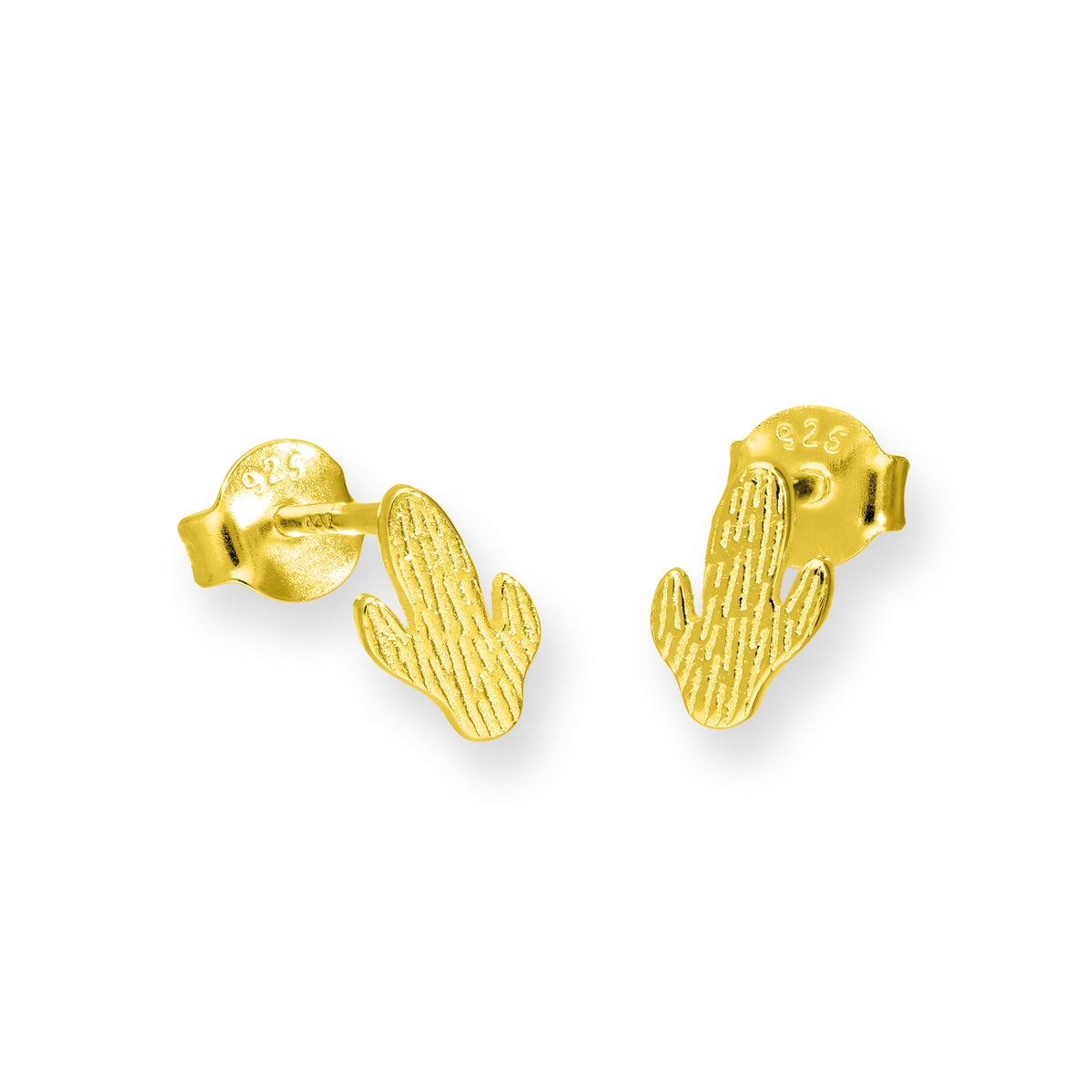 Boucles d'oreilles à tige en argent sterling plaqué or en forme de cactus
