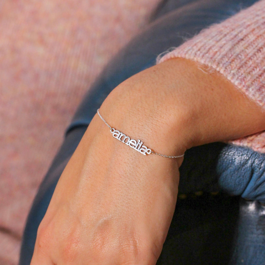 Bracelet réglable personnalisé en argent sterling avec nom