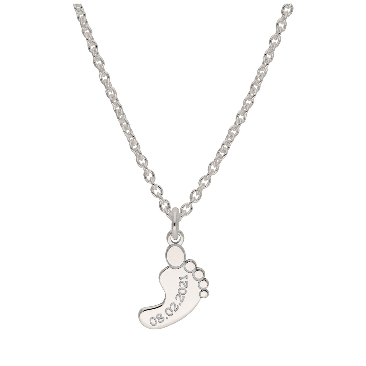 Collier personnalisé en argent sterling avec nom de pied de bébé, 40 à 61 cm