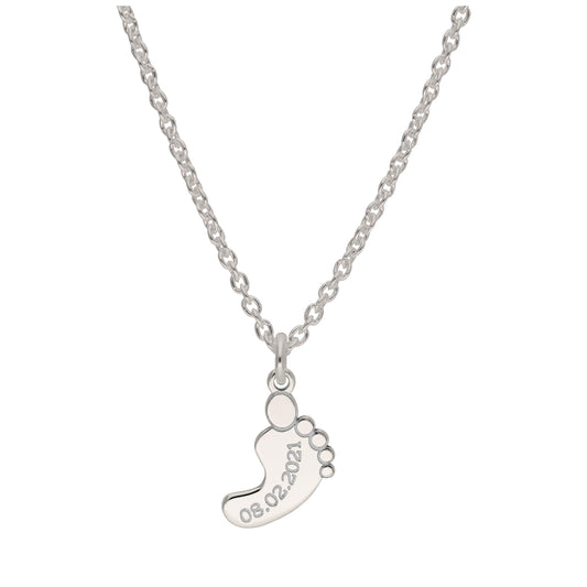 Collier personnalisé en argent sterling avec nom de pied de bébé, 40 à 61 cm