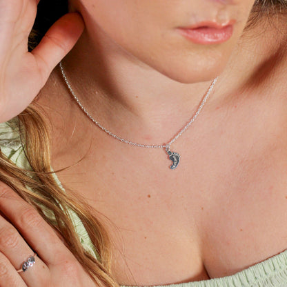 Collier personnalisé en argent sterling avec nom de pied de bébé, 40 à 61 cm