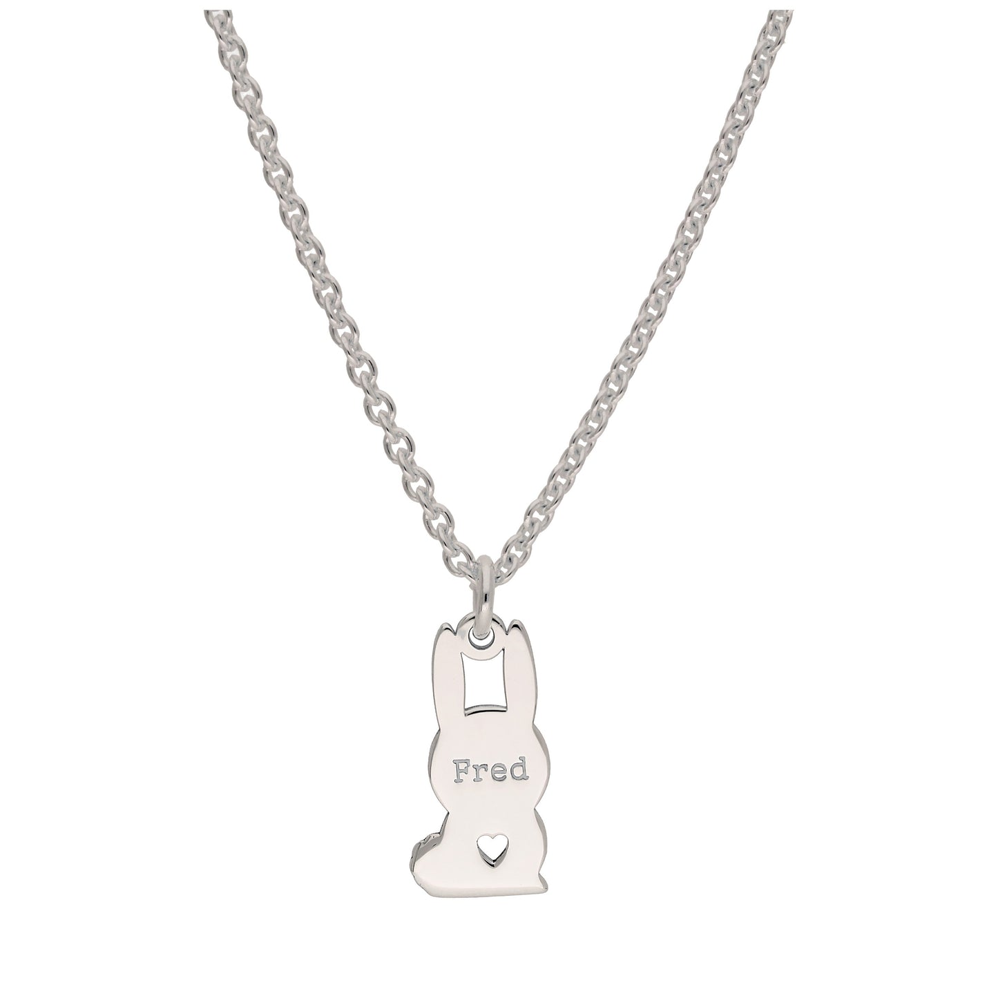Collier personnalisé en argent sterling avec nom de lapin, 40 à 61 cm