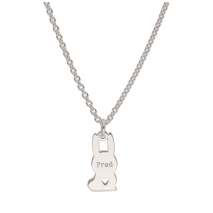 Collier personnalisé en argent sterling avec nom de lapin, 40 à 61 cm