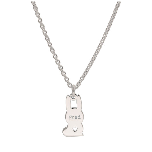 Collier personnalisé en argent sterling avec nom de lapin, 40 à 61 cm