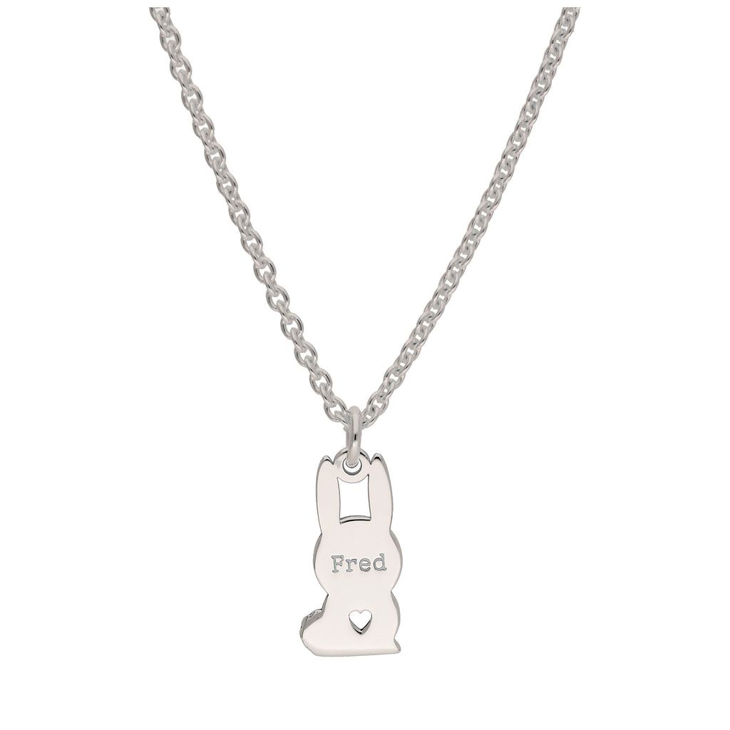 Collier personnalisé en argent sterling avec nom de lapin, 40 à 61 cm