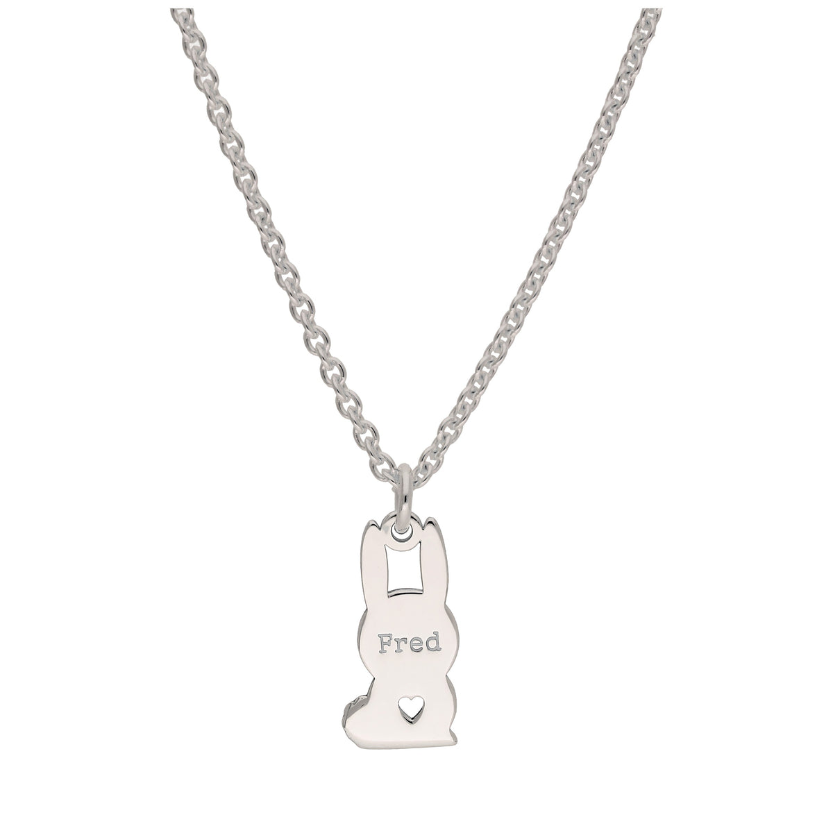 Collier personnalisé en argent sterling avec nom de lapin, 40 à 61 cm