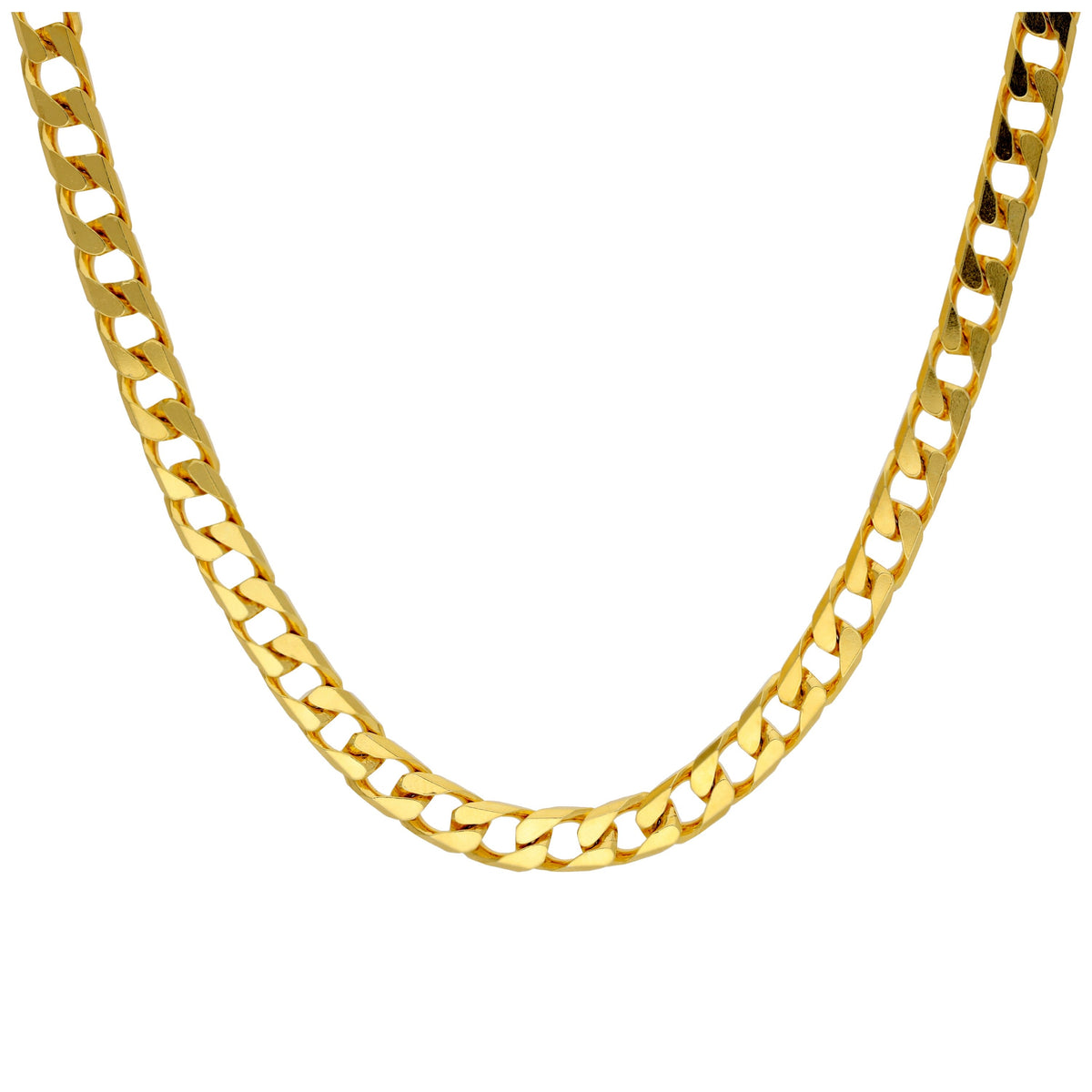 Collier gourmette en argent sterling plaqué or taille diamant 40 à 45 cm