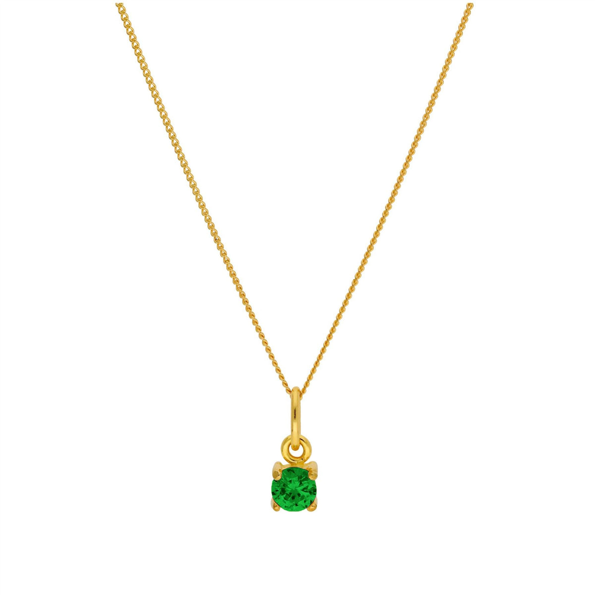 Collier en argent sterling plaqué or avec émeraude et zircone cubique (40,6 cm et 5 cm)