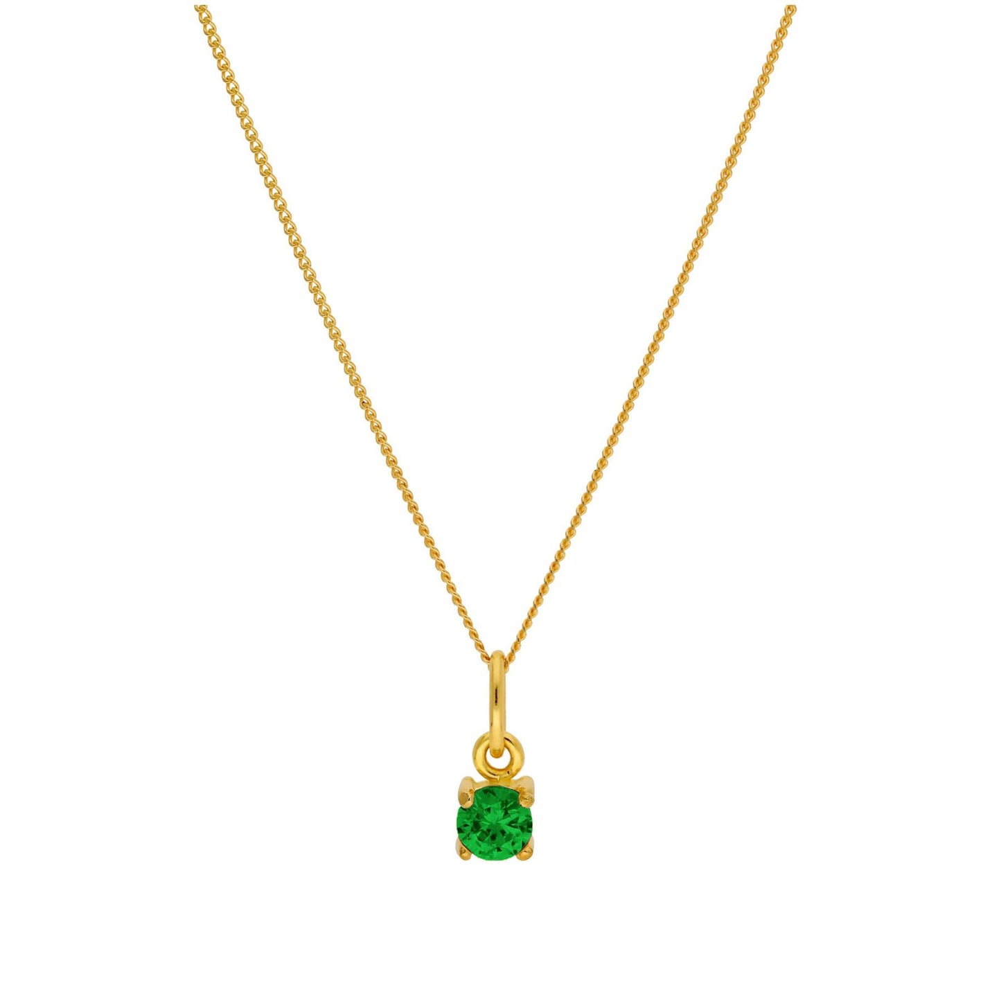 Collier en argent sterling plaqué or avec émeraude et zircone cubique (40,6 cm et 5 cm)