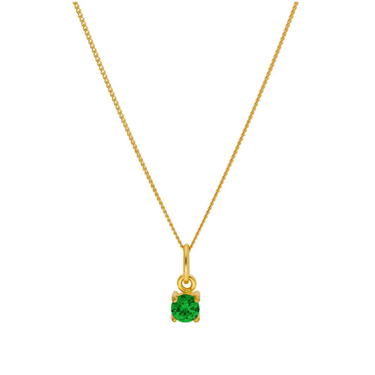 Collier en argent sterling plaqué or avec émeraude et zircone cubique (40,6 cm et 5 cm)