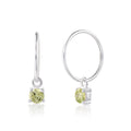 Boucles d'oreilles créoles en argent sterling avec péridot et zircone cubique, 12 mm, style août