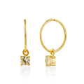 Boucles d'oreilles créoles en argent sterling plaqué or avec breloque péridot et zircone cubique