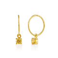 Boucles d'oreilles créoles en argent sterling plaqué or avec citrine et zircone cubique de 12 mm