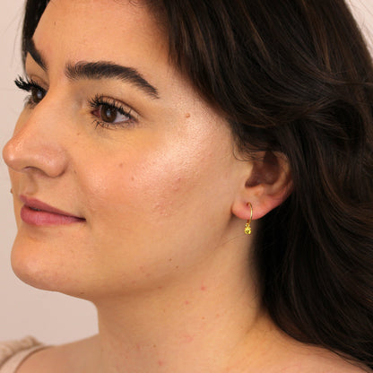 Boucles d'oreilles créoles en argent sterling plaqué or avec citrine et zircone cubique de 12 mm