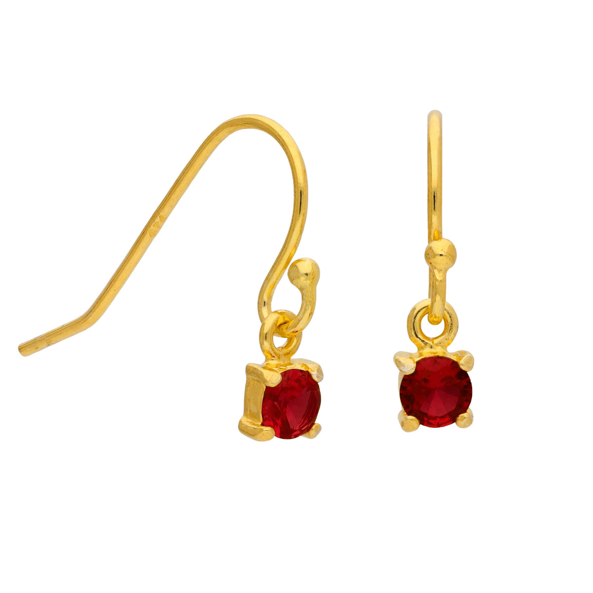 Boucles d'oreilles pendantes en argent sterling plaqué or et grenat CZ January
