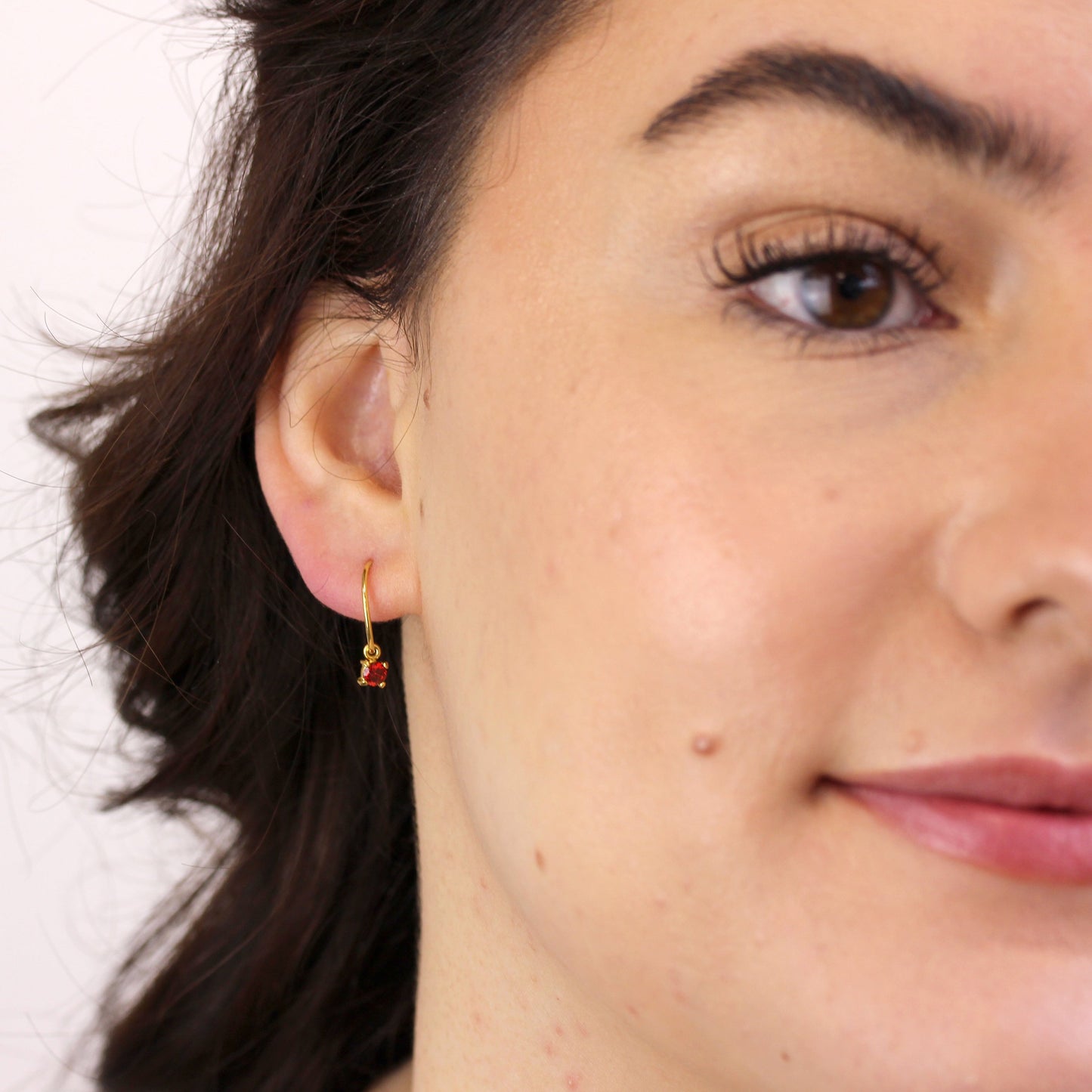 Boucles d'oreilles pendantes en argent sterling plaqué or et grenat CZ January