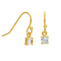 Boucles d'oreilles pendantes en argent sterling plaqué or et zircone cubique aigue-marine de mars