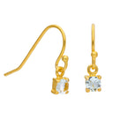 Boucles d'oreilles pendantes en argent sterling plaqué or et zircone cubique aigue-marine de mars