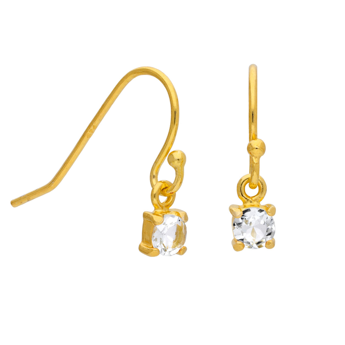 Boucles d'oreilles pendantes April en argent sterling plaqué or et zircones cubiques transparents