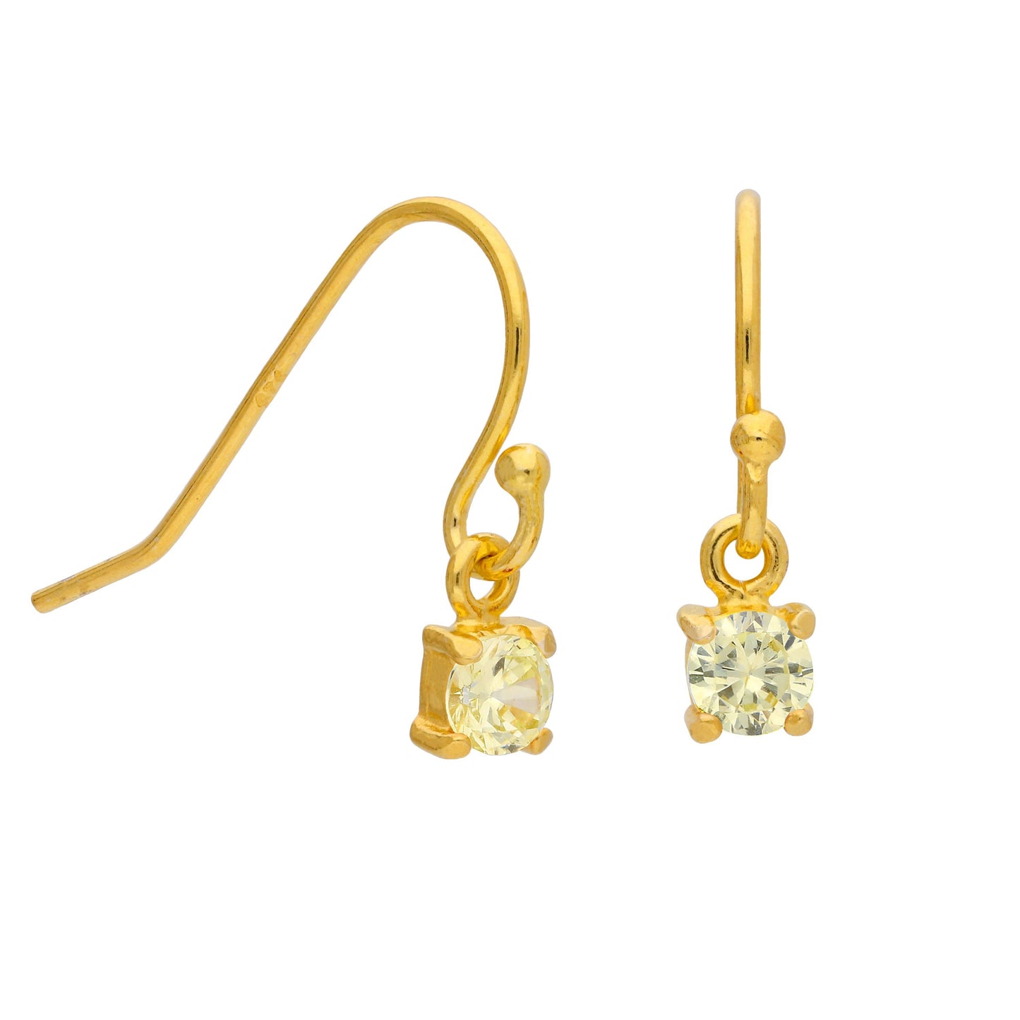 Boucles d'oreilles pendantes August en argent sterling plaqué or et péridot CZ