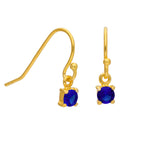 Boucles d'oreilles pendantes septembre en argent sterling plaqué or et saphir CZ