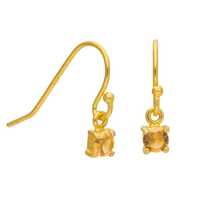 Boucles d'oreilles pendantes November en argent sterling plaqué or et citrine CZ