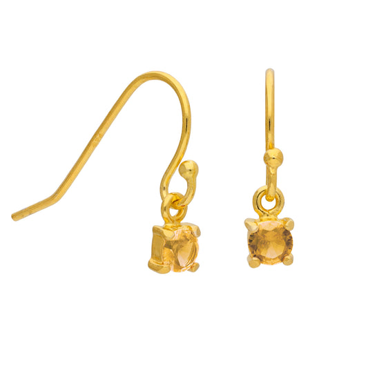 Boucles d'oreilles pendantes November en argent sterling plaqué or et citrine CZ