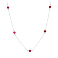 Collier en argent sterling avec plusieurs rubis et zircones cubiques, pierre de naissance de juillet