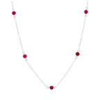 Collier en argent sterling avec plusieurs rubis et zircones cubiques, pierre de naissance de juillet