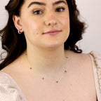 Collier en argent sterling avec plusieurs rubis et zircones cubiques, pierre de naissance de juillet