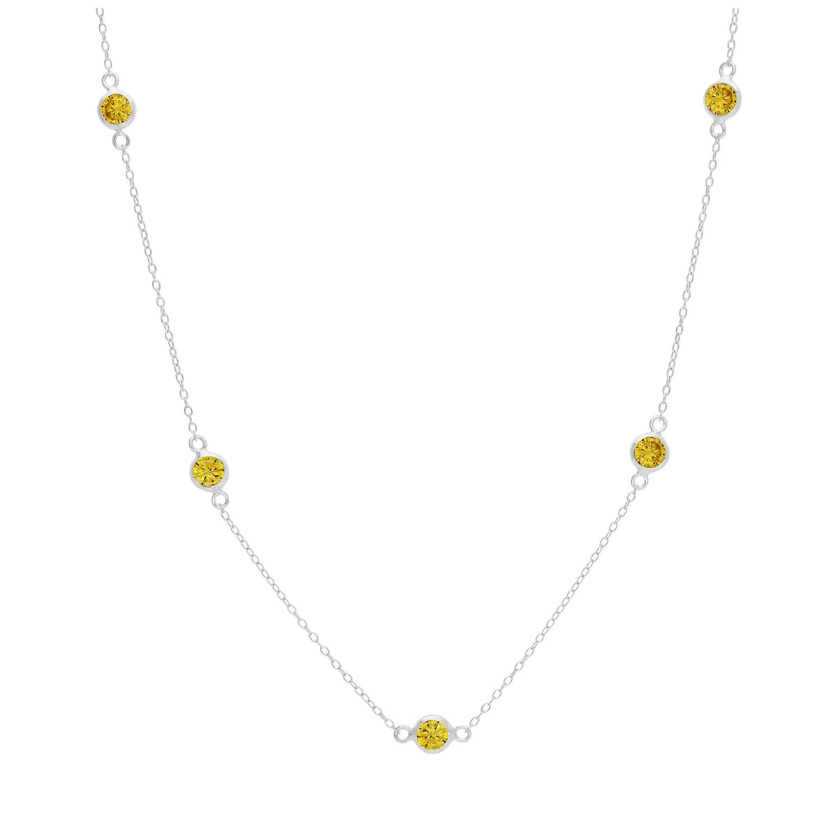 Collier en argent sterling avec plusieurs citrines et zircones cubiques, pierre de naissance de novembre