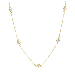 Collier en argent sterling plaqué or avec plusieurs zircones cubiques transparents et pierre de naissance d'avril